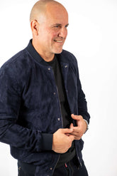 Men's Leather Bomber Jacket Alex Blue Suede